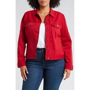 Liverpool Women's Vibrant Red Denim Jacket new 1X